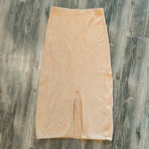 Free People Ribbed Tan Midi Skirt